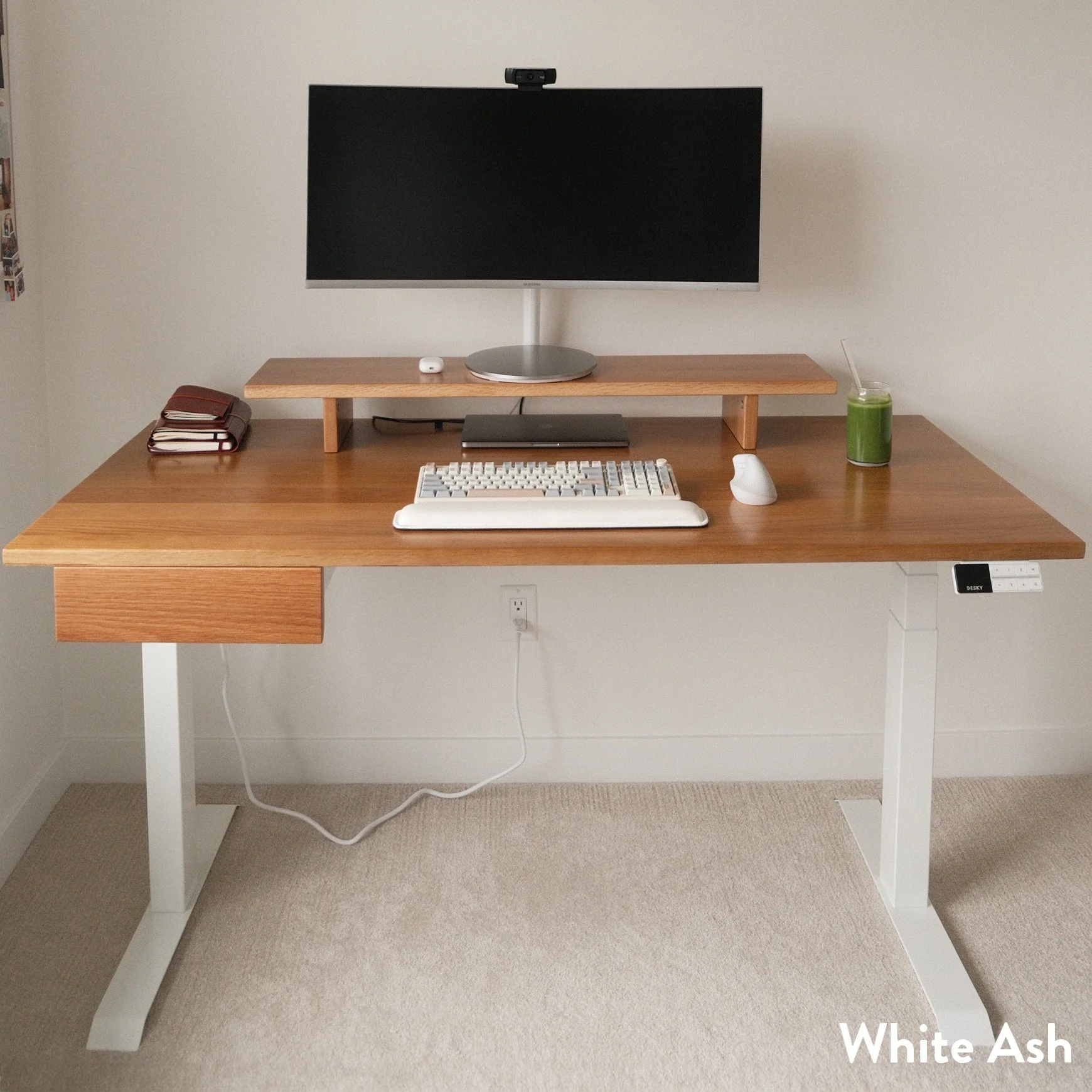 Desky Dual Hardwood Standing Desk With Drawer - Image 14