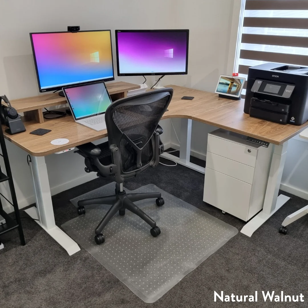 Desky L-Shape Melamine Sit Stand Desk - Image 13