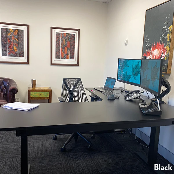 Desky L-Shape Melamine Sit Stand Desk - Image 14