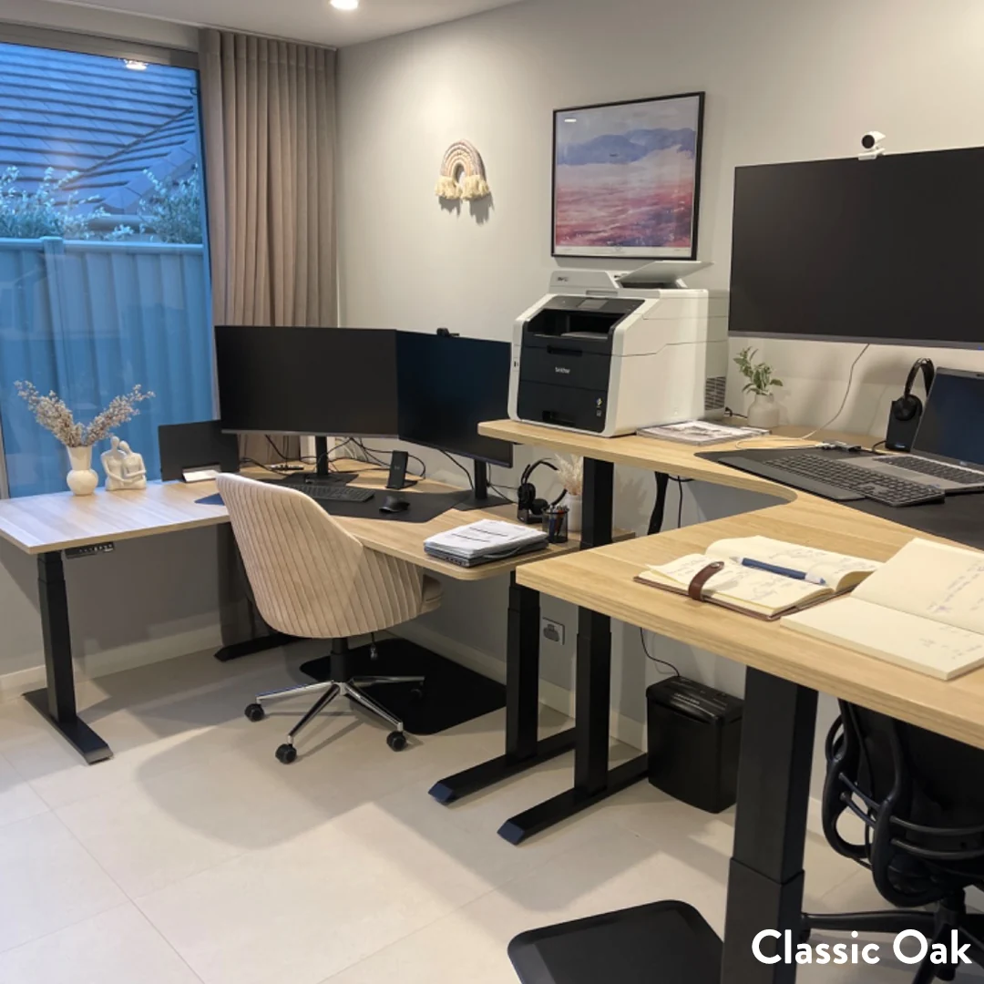 Desky L-Shape Melamine Sit Stand Desk - Image 15