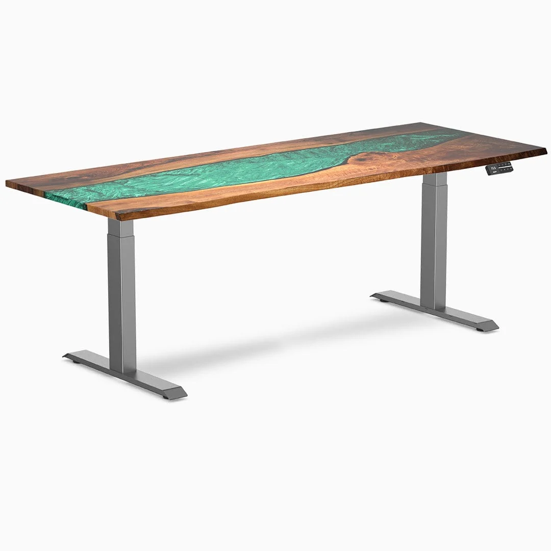 Desky Dual Resin Hardwood Sit Stand Desk - Image 11