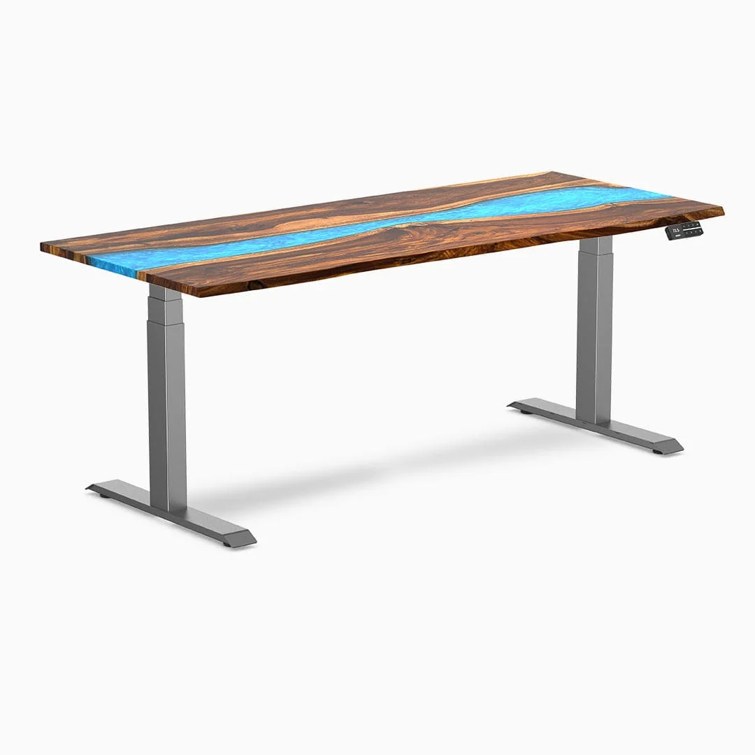 Desky Dual Resin Hardwood Sit Stand Desk - Image 14