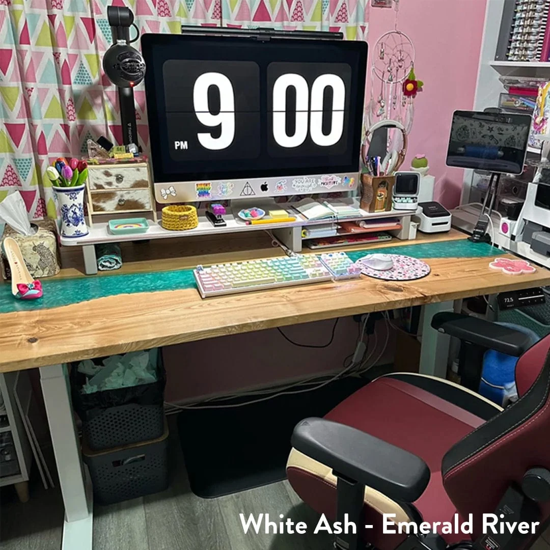 Desky Dual Resin Hardwood Sit Stand Desk - Image 3